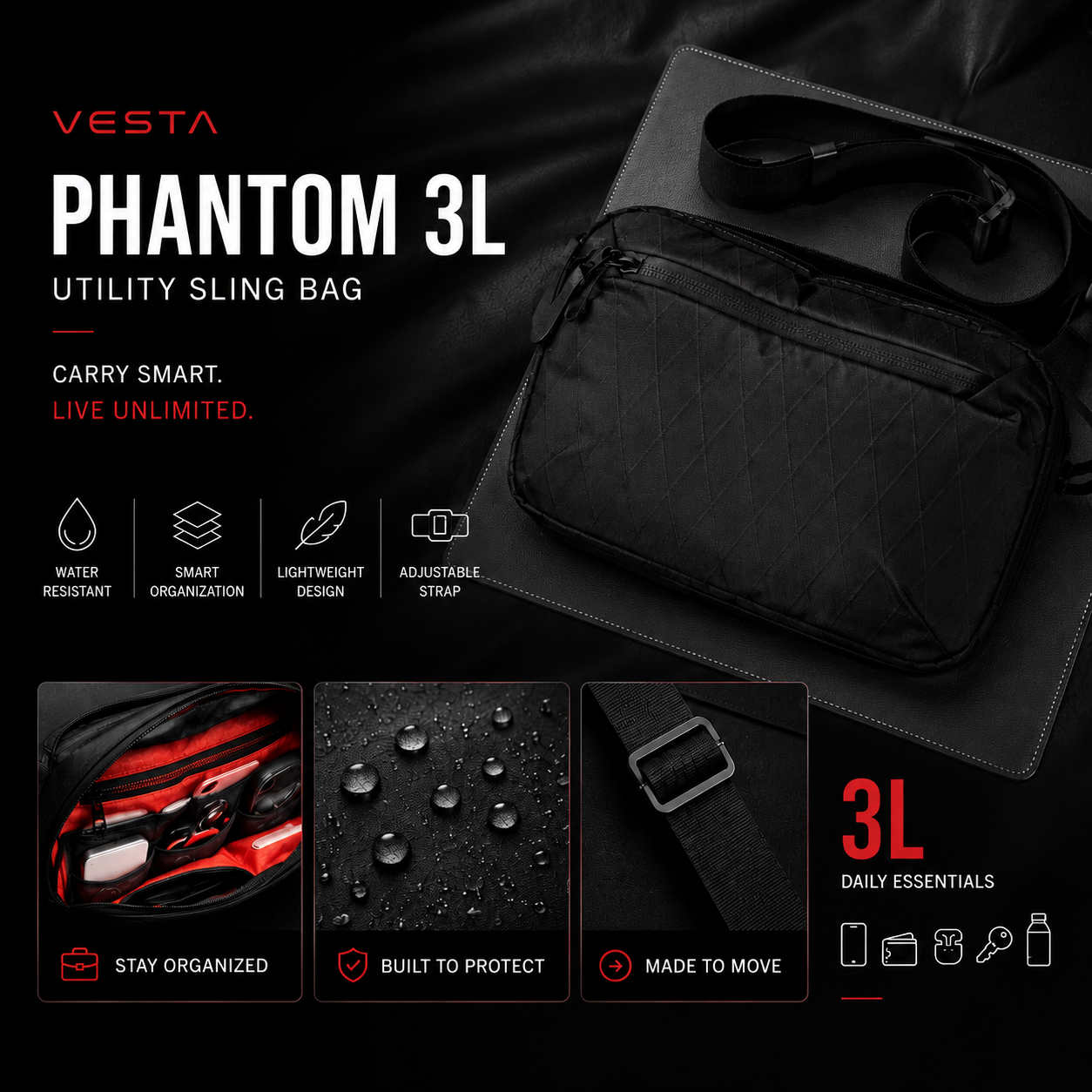 Vesta Phantom 3L Utility Sling Bag