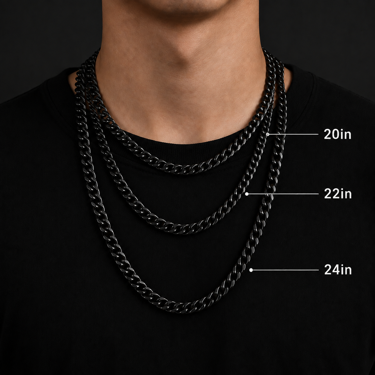 Vesta 10mm Black PVD Titanium Necklace & Bracelet Set