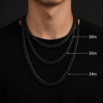 Vesta 10mm Black PVD Titanium Necklace & Bracelet Set