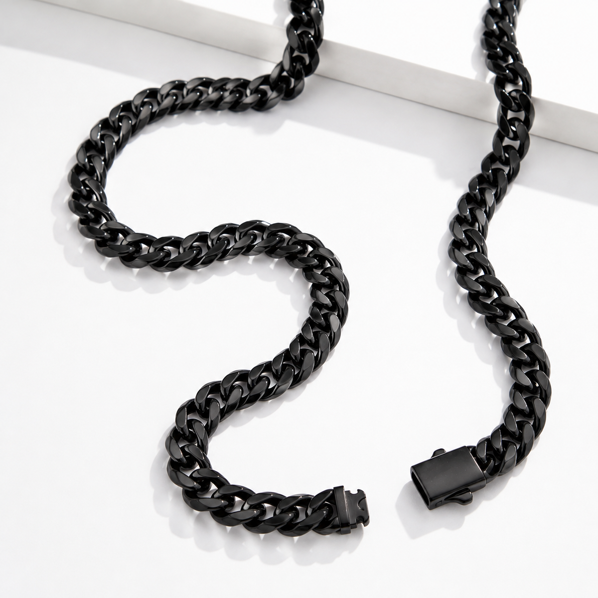 Vesta 10mm Black PVD Titanium Cuban Chain Necklace