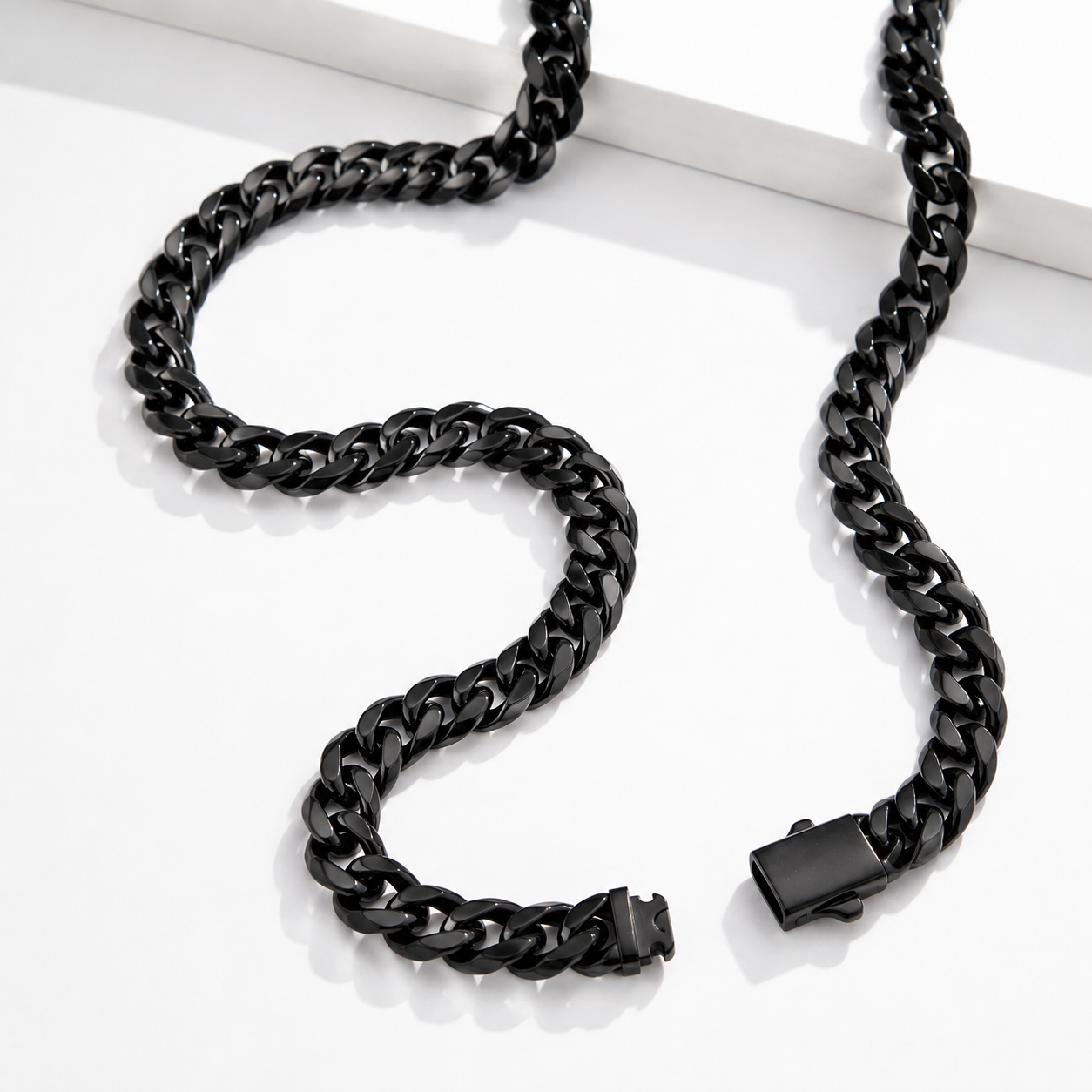 Vesta 10mm Black PVD Titanium Cuban Chain Necklace