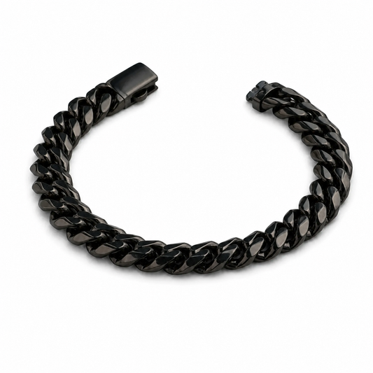 Vesta 10mm Black PVD Titanium Cuban Link Bracelet