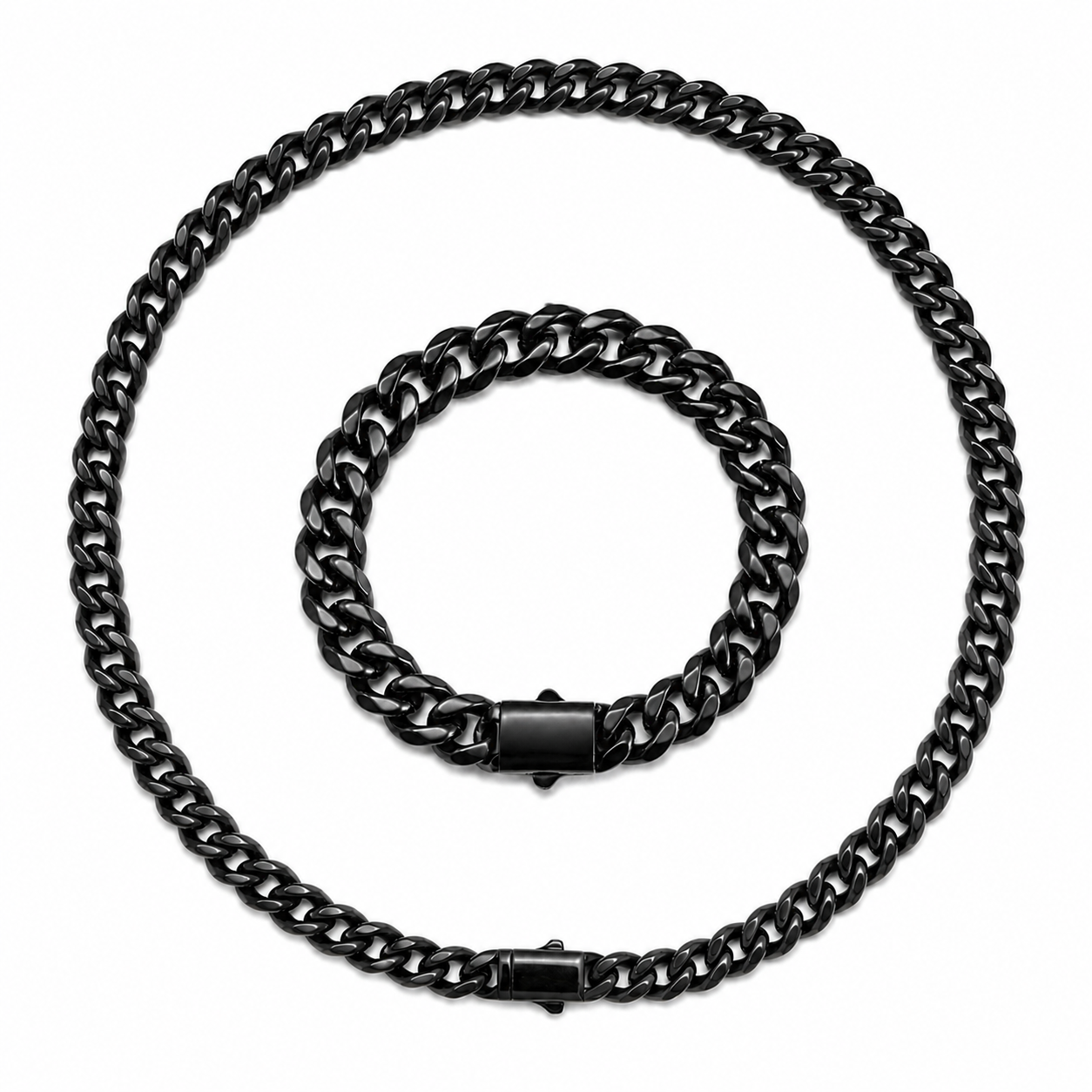 Vesta 10mm Black PVD Titanium Necklace & Bracelet Set