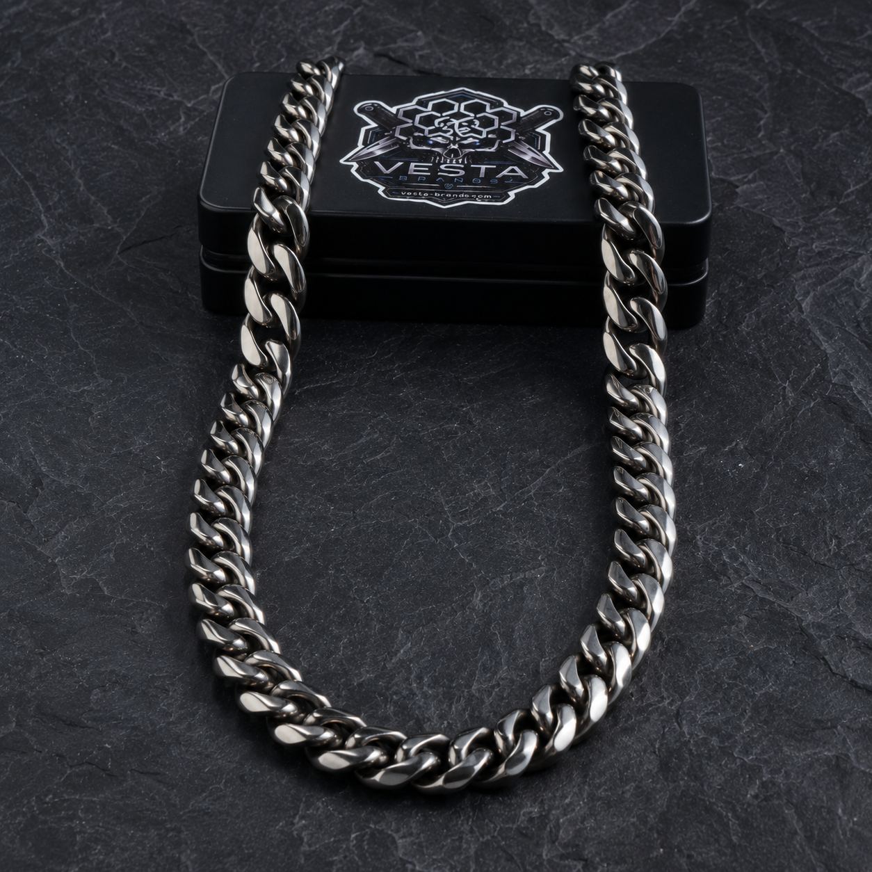 Vesta Iron Clad Pure Titanium 14mm Cuban Link Necklace