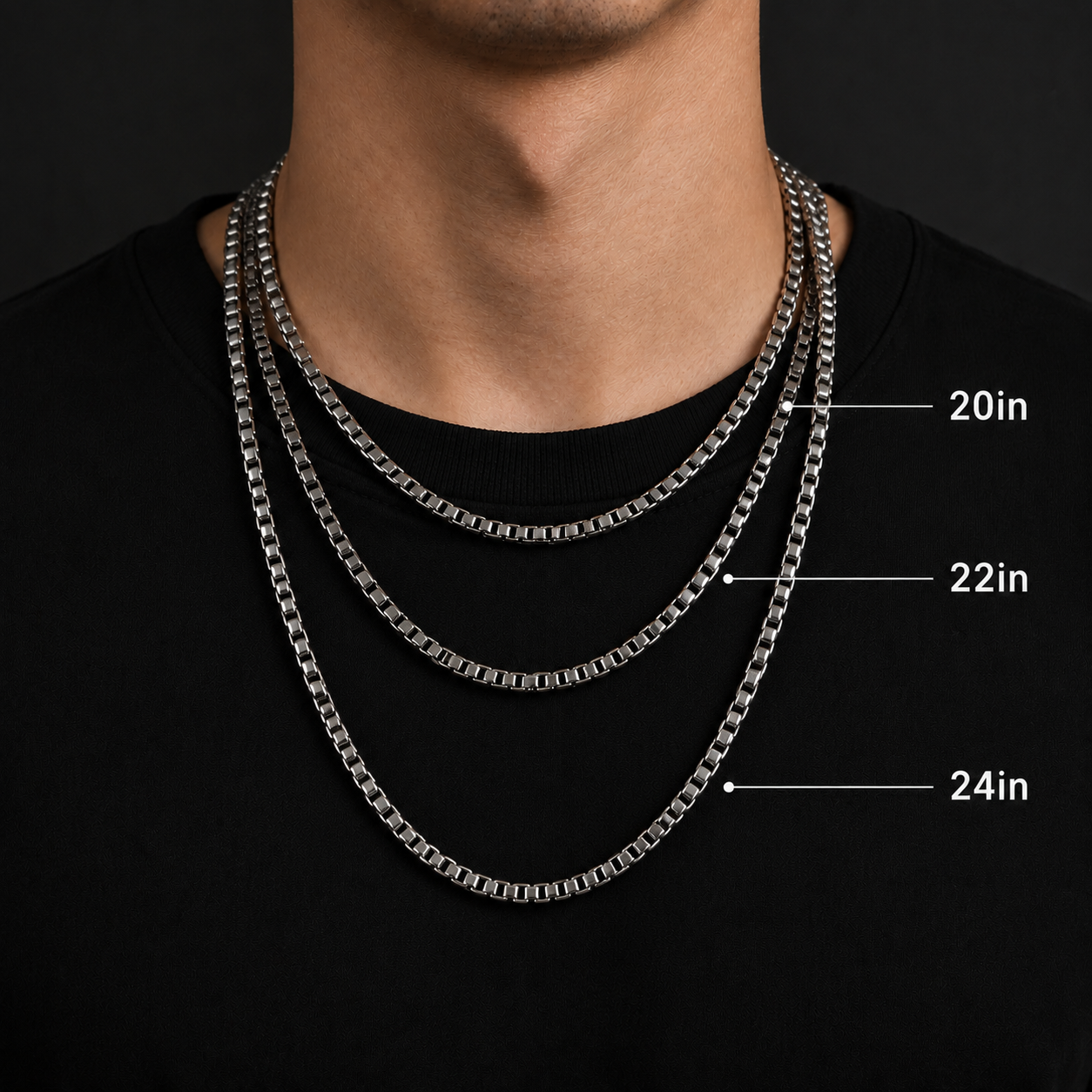 Vesta 7mm Pure Titanium Box Chain Necklace