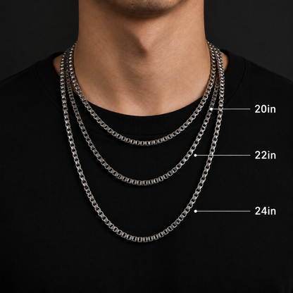 Vesta 7mm Pure Titanium Box Chain Necklace & Bracelet Set