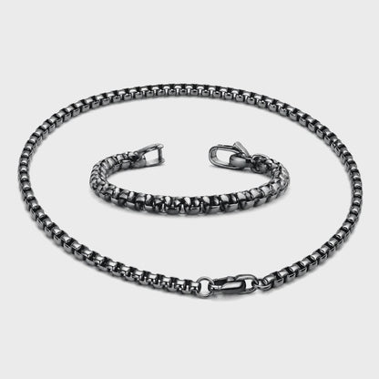Vesta 7mm Pure Titanium Box Chain Necklace & Bracelet Set