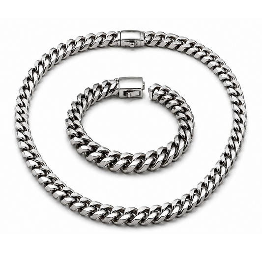 Vesta 10mm Pure Titanium Necklace & Bracelet Set